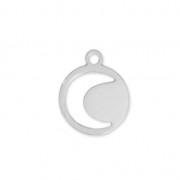 Breloque lune ajourée 9.5 mm rhodié x1