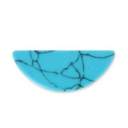 Cabochon plat demi-lune imitation Howlite teinté 28x11 mm Turquoise x1|raw }}