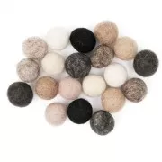 Assortiment de perles / boules en laine feutrée 15 mm Mix Naturel x20