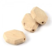 Perles octogonales 34x22 mm en bois brut naturel x10|raw }}