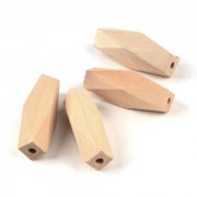 Perles cylindriques facettées 40x12 mm en bois brut naturel x10