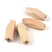 Perles cylindriques facettées 40x12 mm en bois brut naturel x10