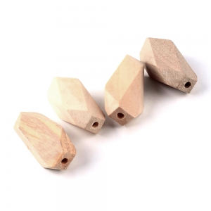 Grosses perles cylindriques facettées 40x17 mm en bois brut naturel x10