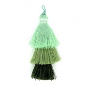 Grand pompon triple en fil imitation soie 7 cm Multi Vert x1