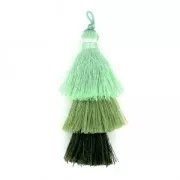 Grand pompon triple en fil imitation soie 7 cm Multi Vert x1