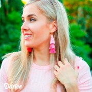 Grand pompon triple en fil imitation soie 7 cm Multi Jaune x1