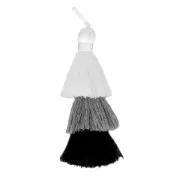 Grand pompon triple en fil imitation soie 7 cm Noir/Blanc x1
