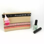 Grand pompon triple en fil imitation soie 7 cm Multi Pastel x1