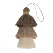 Grand pompon triple imitation coton 7 cm Crème/Multi Marron x1