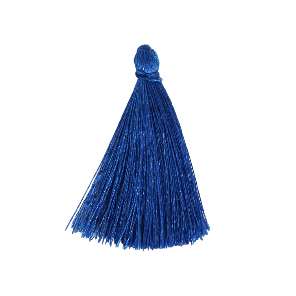 Pompon Gland En Soie Bleu 8 Cm Avec Attache - Pour Bijoux, Couture Ou Décoration, Neuf