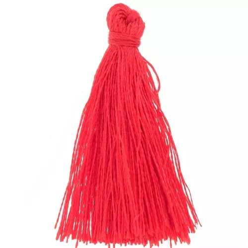 Pompon en fil imitation soie 35 mm Rouge x1