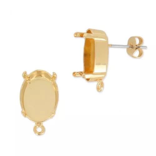 Clous d'oreilles porte-cabochon PureCrystal 4120 14x10 mm - Doré x2