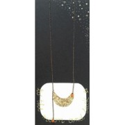 Pendentif intercalaire demi-lune martelé en laiton 46 mm doré rose x1