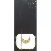 Pendentif intercalaire demi-lune martelé en laiton 46 mm doré rose x1