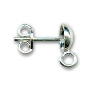Clous d'oreilles demi-boule  6,5 mm argenté x2