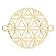 Intercalaire 2 anneaux Mandala 15 mm en Argent 925 plaqué or 3 microns x1