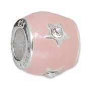 Perle charm gros trou résine époxy Argent 925 - Etoile - Rose x1|raw }}