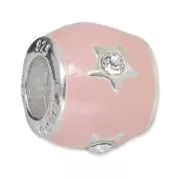 Perle charm gros trou résine époxy Argent 925 - Etoile - Rose x1