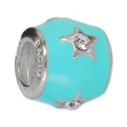 Perle charm gros trou résine époxy Argent 925 - Etoile - Turquoise x1|raw }}
