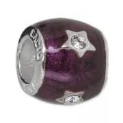 Perle charm gros trou résine époxy Argent 925 - Etoile - Violet x1