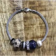 Perle charm gros trou résine époxy Argent 925 - Etoile - Violet x1