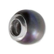 Perle charm gros trou nacrée Argent 925 - Pearl - Violet x1|raw }}
