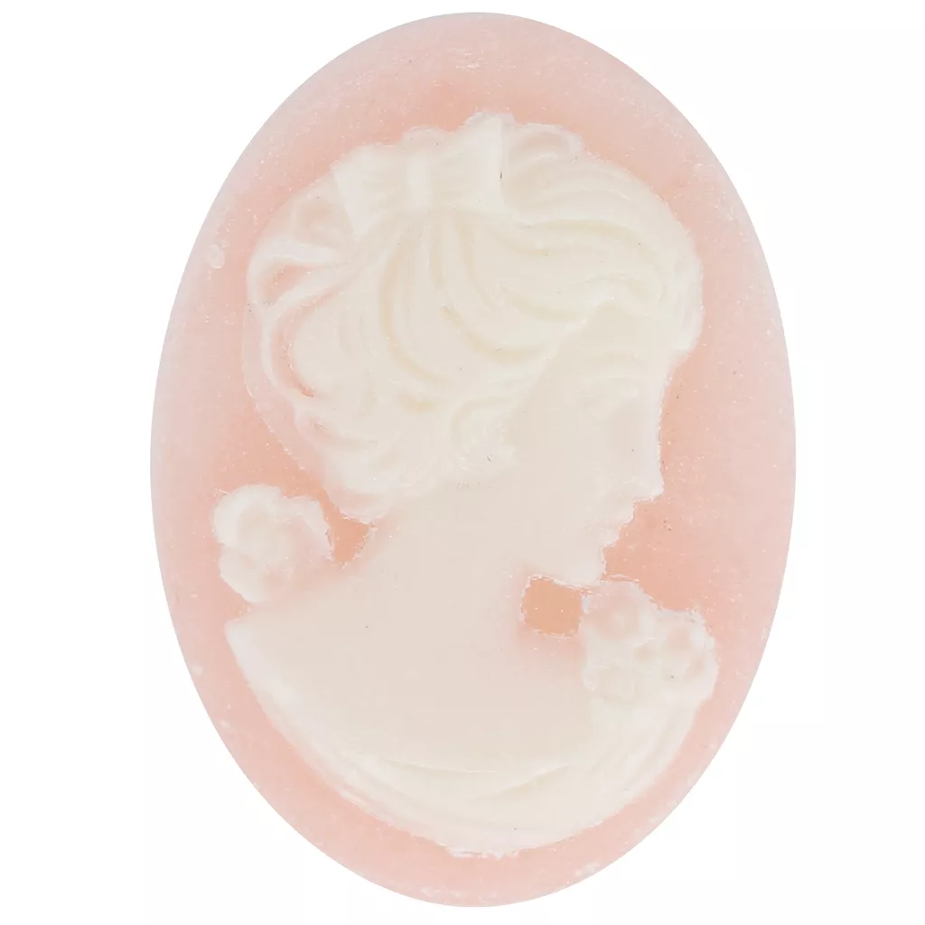 Cabochon Camée En Nacre Claire - Visage Sculpté Côté Droit - 30mm X 22mm - Neuf
