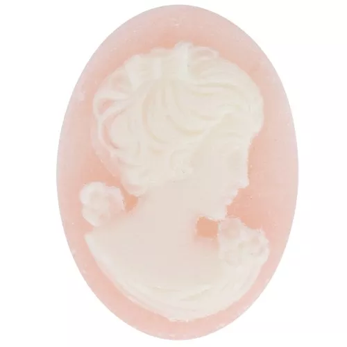 Camée résine 18x13 mm - coté droit - Light Rose x1