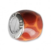 Perle charm gros trou résine époxy Argent 925 - Africa - Orange x1|raw }}