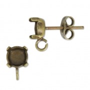 Clous d'oreilles porte-cabochon 1028/1088 6 mm bronze x2|raw }}