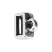 Poussoir attache breloque pour lacet plat 5 mm Placage Argent fin vieilli x1|raw }}