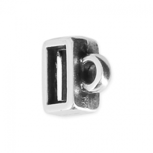 Poussoir attache breloque pour lacet plat 5 mm Placage Argent fin vieilli x1