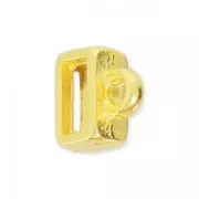 Poussoir attache breloque pour lacet plat 5 mm Doré à l'or fin x1