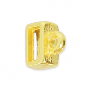 Poussoir attache breloque pour lacet plat 5 mm Doré à l'or fin x1