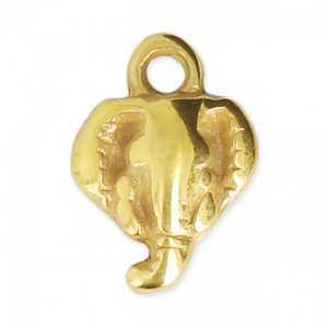 Breloque tête d'éléphant 9x12 mm Doré à l'or fin x1