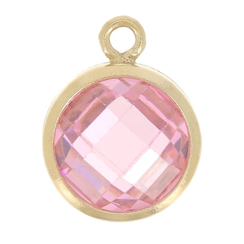 Pendentif 8.5x6.5 mm Oxyde de Zirconium Rose - Gold filled (Or laminé) x1