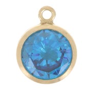 Pendentif 8.5x6.5 mm Oxyde de Zirconium - Aqua Blue Gold filled (Or laminé)  x1