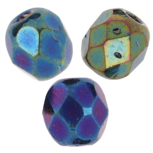 Facettes 4 mm Jet Mat Green Iris x50