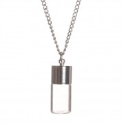 Collier argenté avec pendentif en verre à garnir 25x10 mm - Bouteille x1|raw }}