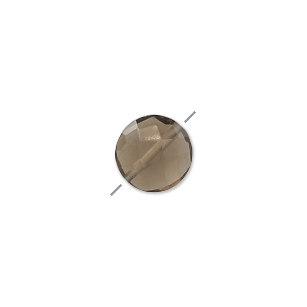 10 Perles En Quartz Fumé Poli - Format Palets 6-7mm - Lot De Création Bijoux DIY