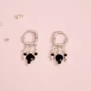 Perle facettée palet en pierre gemme Onyx Noir 6 mm x1