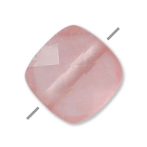 Perle facettée carrée en pierre gemme Quartz Rose 6 mm x1