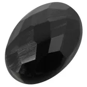 Cabochon ovale facetté 14x10 mm Black Onyx
