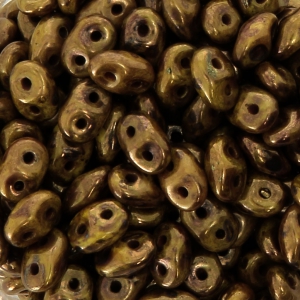 SuperDuo 2,5x5 mm Luster - Transparent Gold/Smokey Topaz x10g