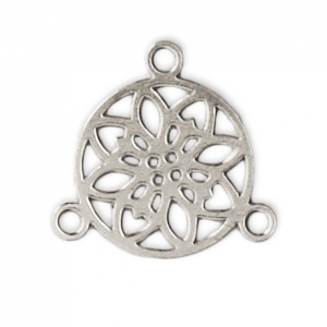 Mini intercalaire/Chandelier motif rosace 2 anneaux 9.5 mm argenté x1