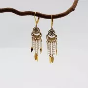 Mini intercalaire/Chandelier motif rosace 3 anneaux 9.5 mm doré rose x1