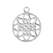 Mini pendentif rosace 9.5x8 mm Placage Argent fin x1