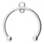 Intercalaire demi-lune 2 anneaux pour breloque ou pendentif 26X27 mm Placage Argent fin vieilli x1