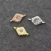 Intercalaire 2 anneaux losange pour cabochon PureCrystal 1028 1.8 mm Doré à l'or fin x1