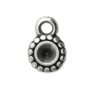 Breloque médaille ronde 8 mm pour cabochon ou strass 4 mm Placage Argent fin vieilli x1